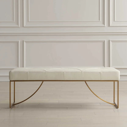 Ivory Leather Bench