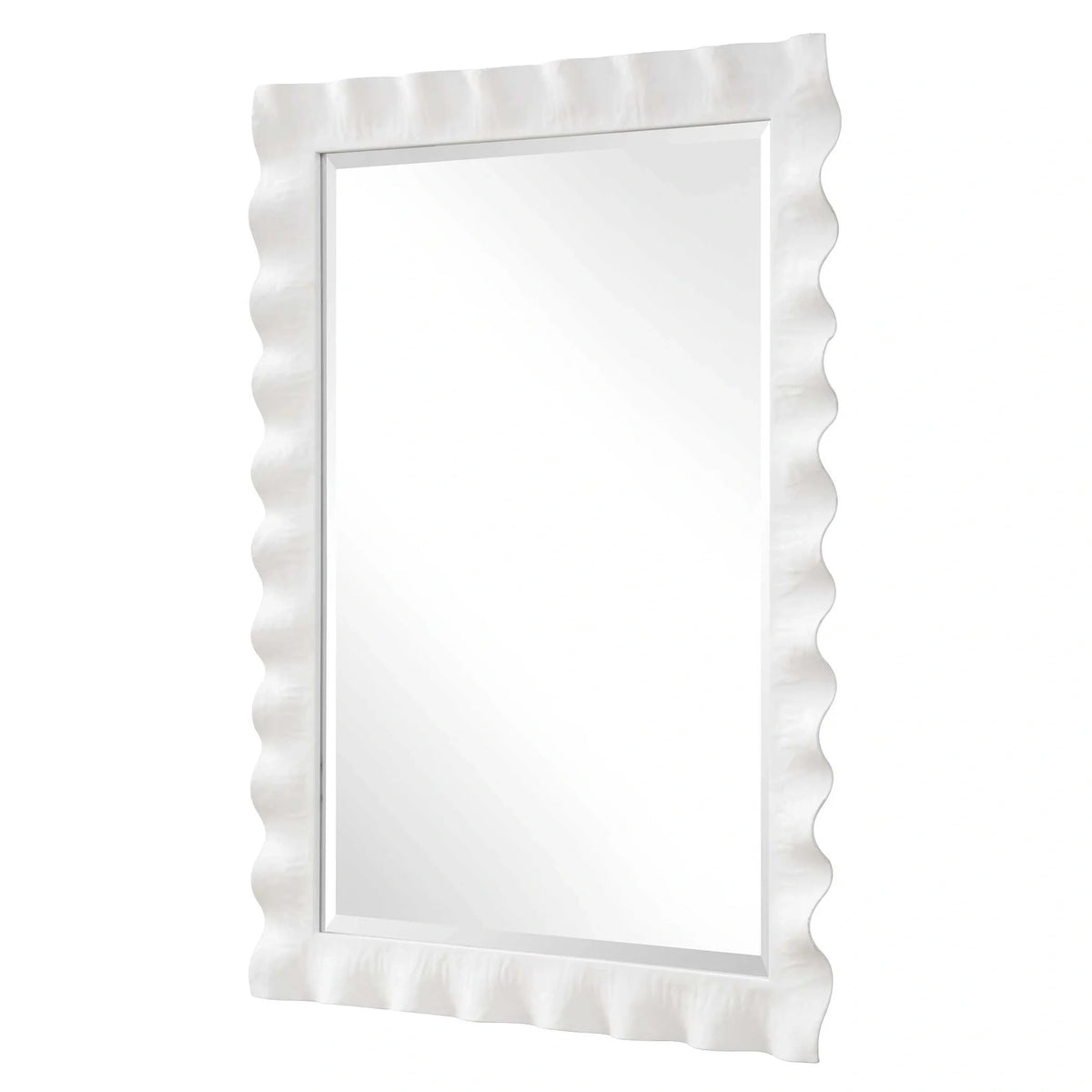 Scalloped Gold Round Mirror