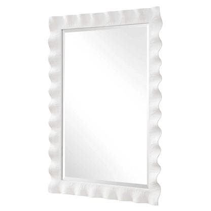Scalloped Gold Round Mirror