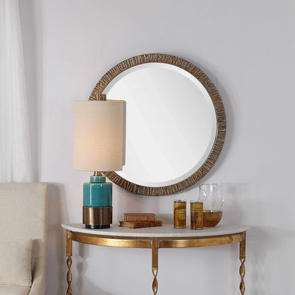 Gold Bark Round Mirror