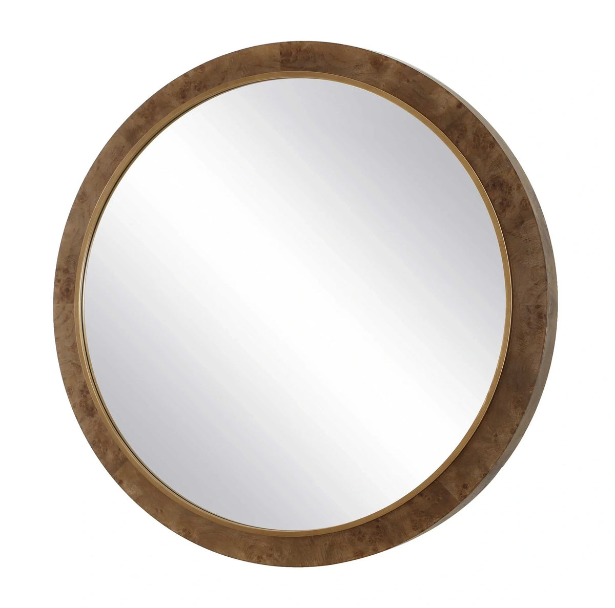 Round Burl Wood Mirror