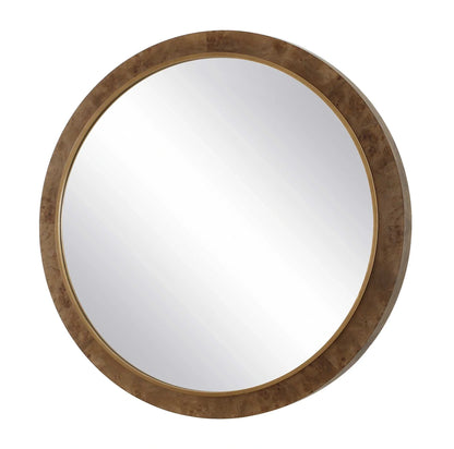 Round Burl Wood Mirror