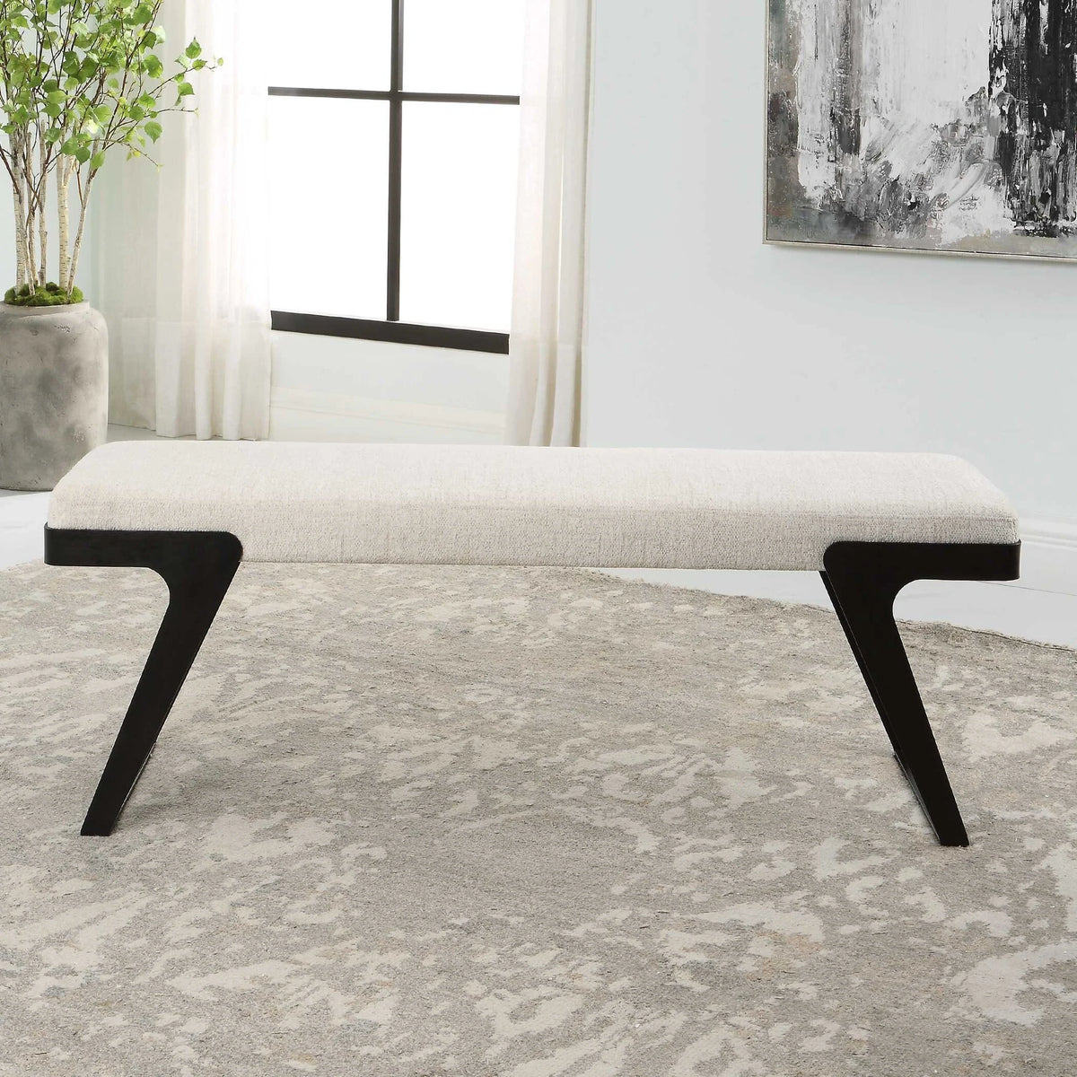 Curved Iron Boucle Bench