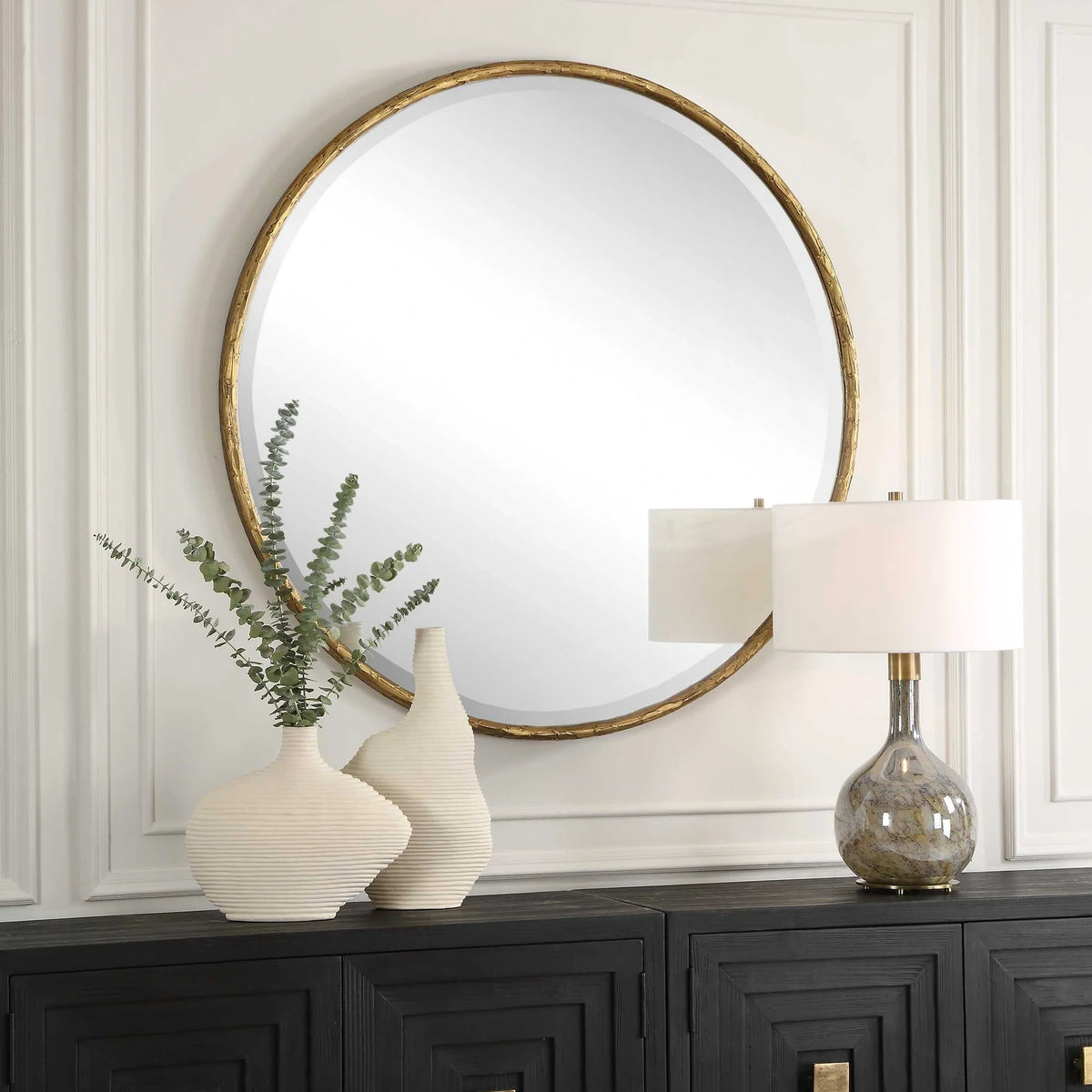 Aged Gold Round Mirror