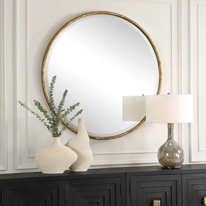 Aged Gold Round Mirror
