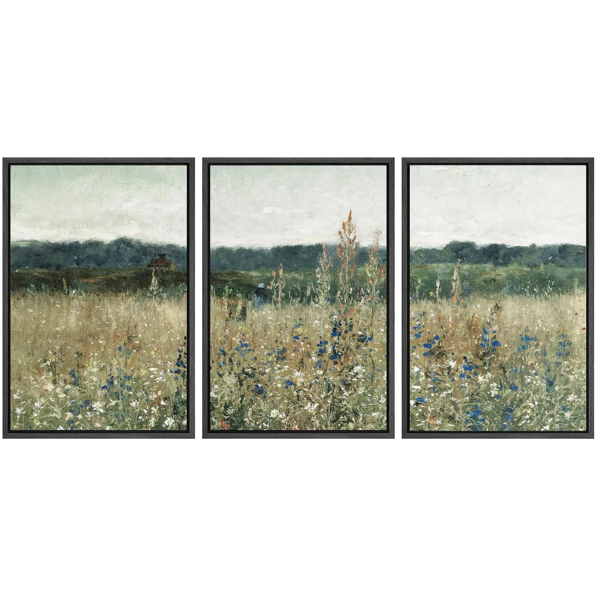 Framed Canvas Prints: Rustic Wildflower Countryside Art for Living Room, Bedroom, and Office Decor