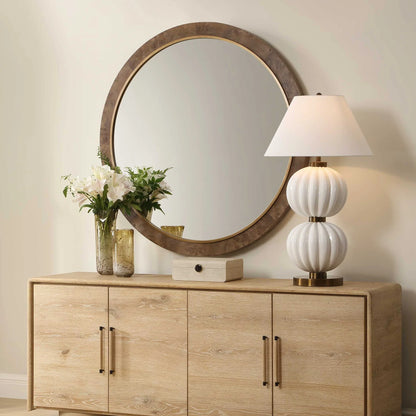 Round Burl Wood Mirror