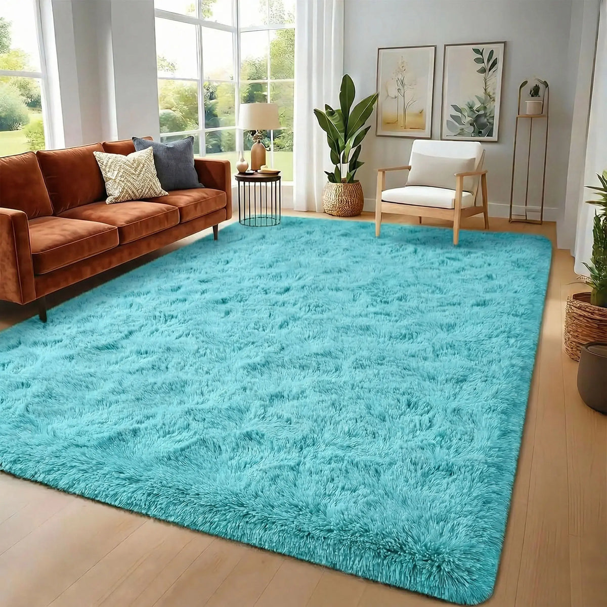 Black Soft Fluffy Shag Area Rug