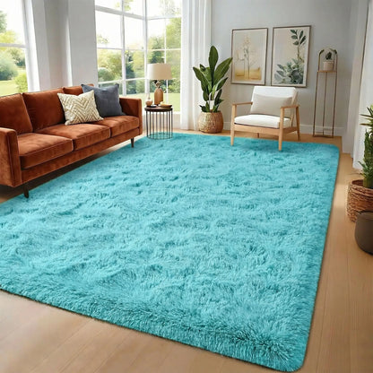 Black Soft Fluffy Shag Area Rug