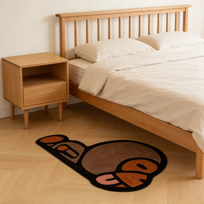 Playful Irregular Cartoon Monkey Print Carpet - Soft Velvet Easy Clean Area Rug for Living Room & Bedroom Decor