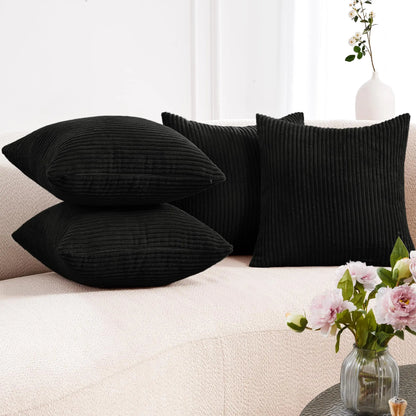 Transform Your Space with Deconovo's Set of 4 Cream Corduroy Striped Throw Pillow Covers - Perfect for Sofa, Couch, or Bed!