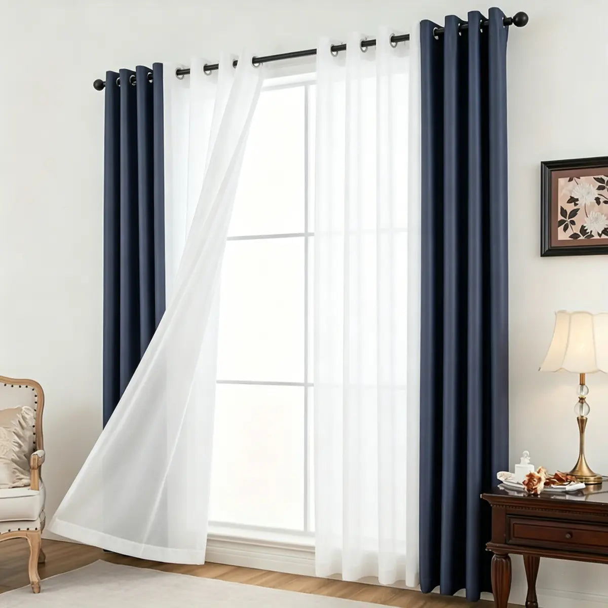 4 Panels Blackout Curtain Set – 2 Blackout Curtains + 2 Semi Sheer Curtains for Style and Light Control in Any Room