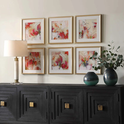 Floral Abstract Prints, Set of 6