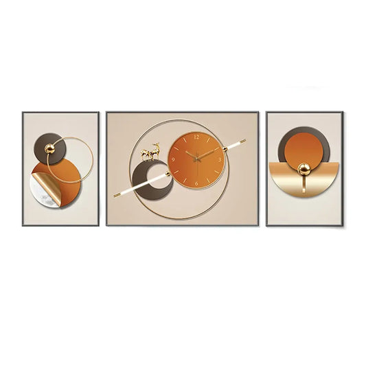 Homary 3-Piece Geometric Pattern Print Wall Clock Set