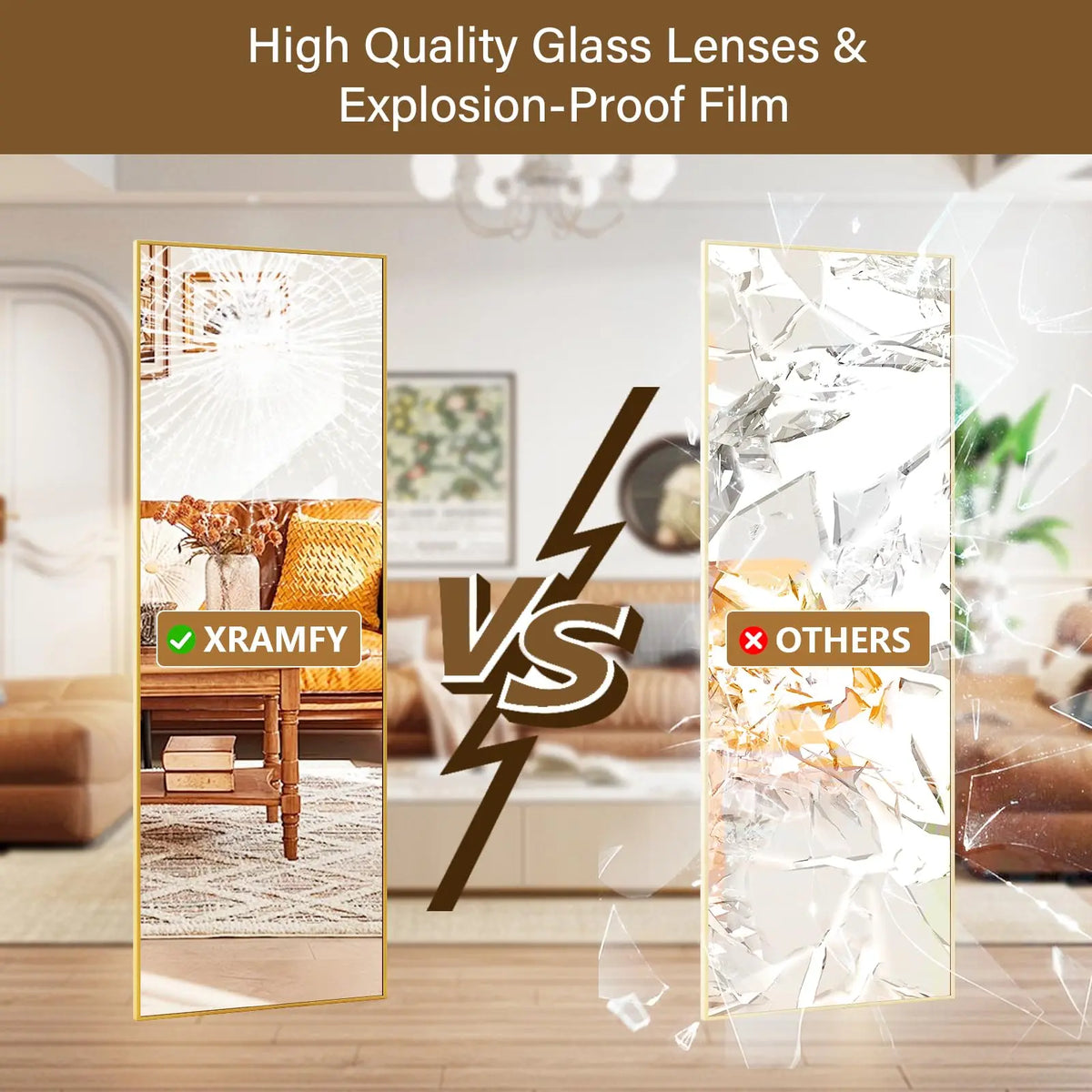Beautypeak 48" × 14" Full Length Wall Mirror | Slim Aluminium Frame with Leather Cord | Arch & Rectangular in Gold or Black