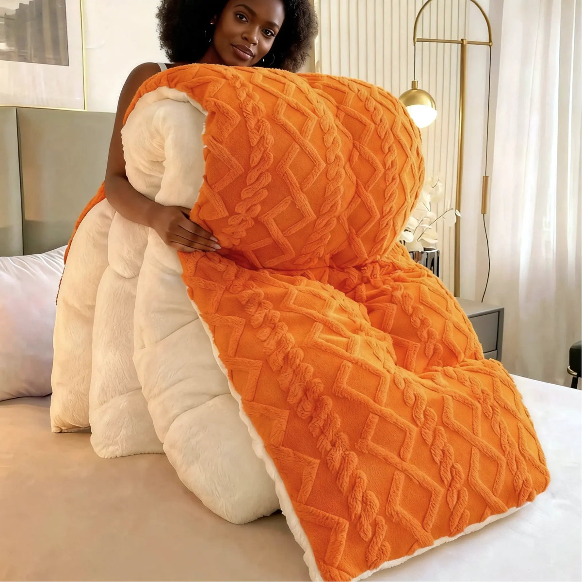 Flannel Fleece Ribbed Comforter Set | OEKO-TEX Certified, Double-Sided Texture | Six Colours, Twin to King