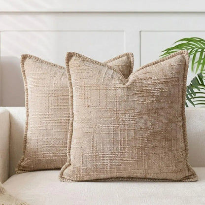 Elevate Your Home Decor with Our 18x18 Soft Chenille Cushion Covers - 2-Piece Set in Rustic Style, Perfect for Any Living Space!