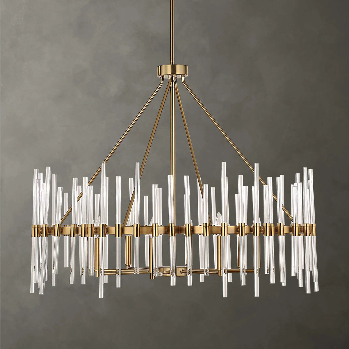 Stick 8 Light Brass Chandelier
