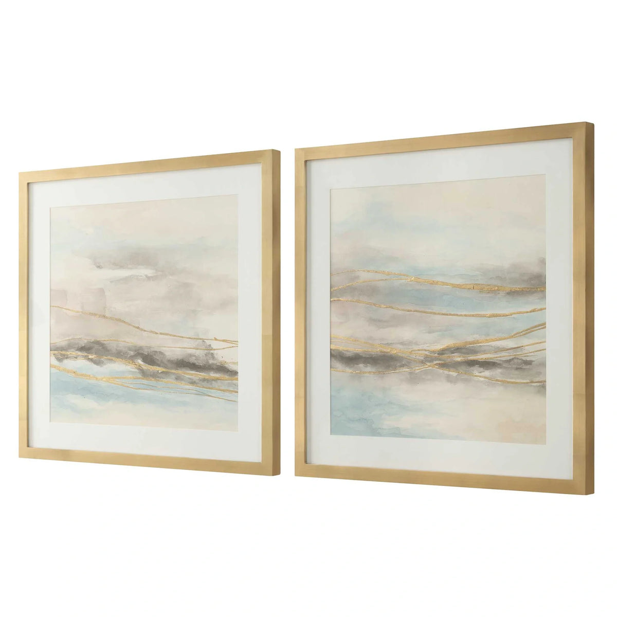 Gold-Accented Abstract Landscape Prints Set/2