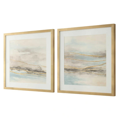 Gold-Accented Abstract Landscape Prints Set/2