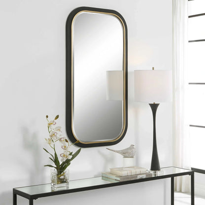 Curved Black & Gold Rectangle Mirror