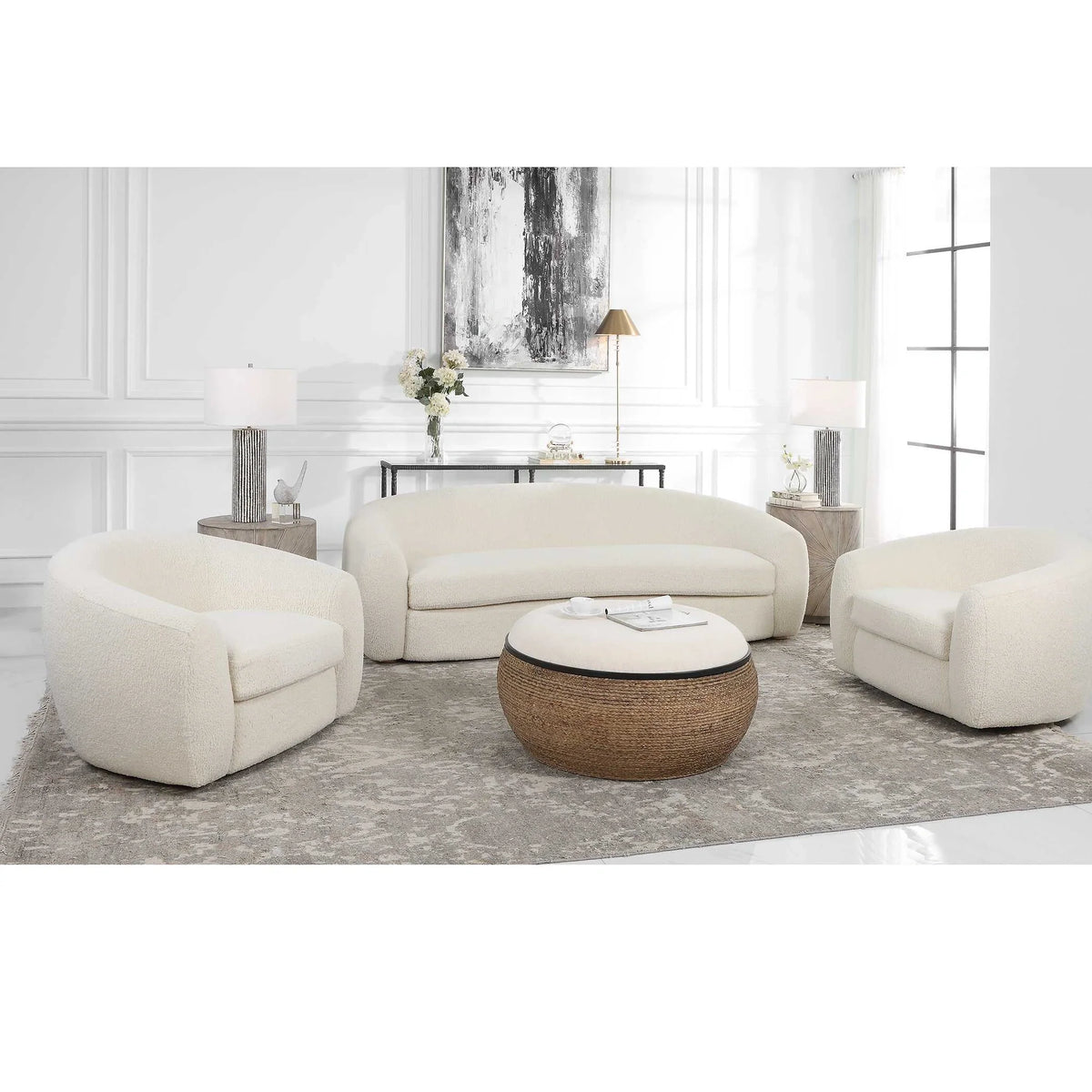 Art Deco White Swivel Chair
