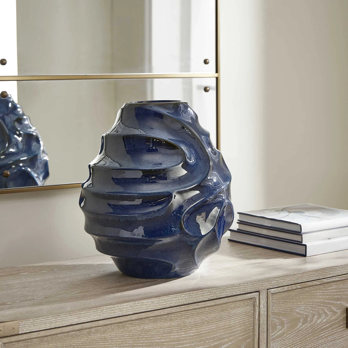 Blue Swirl Outdoor Vase