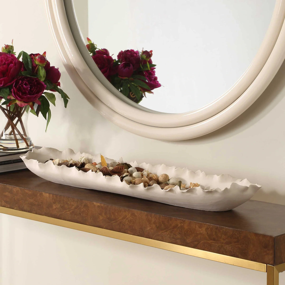 Ruffled White Decorative Bowl