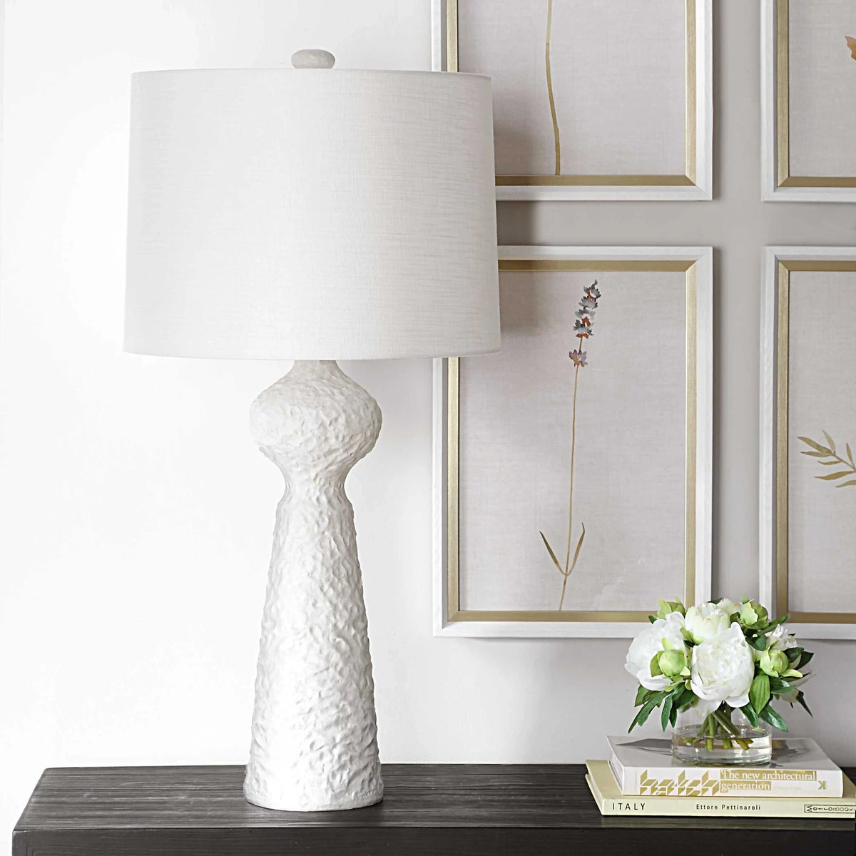 Textured White Table Lamp