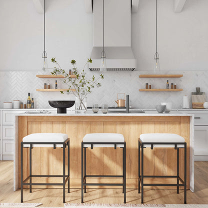 Matte Black Waffle Counter Stool
