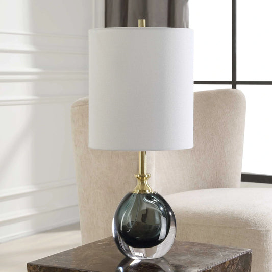 Teal Blue Glass Buffet Lamp