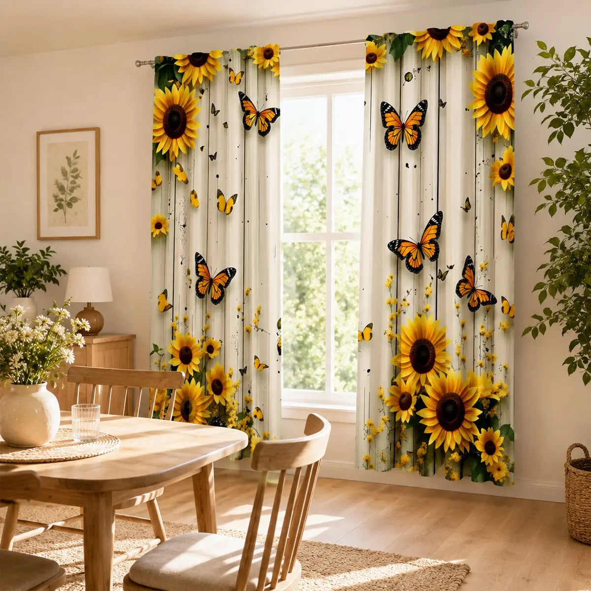2Pc Sunflower Curtains