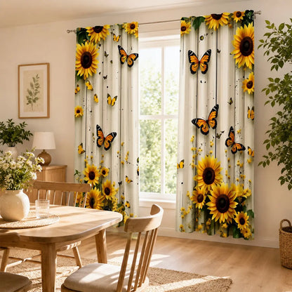 2Pc Sunflower Curtains
