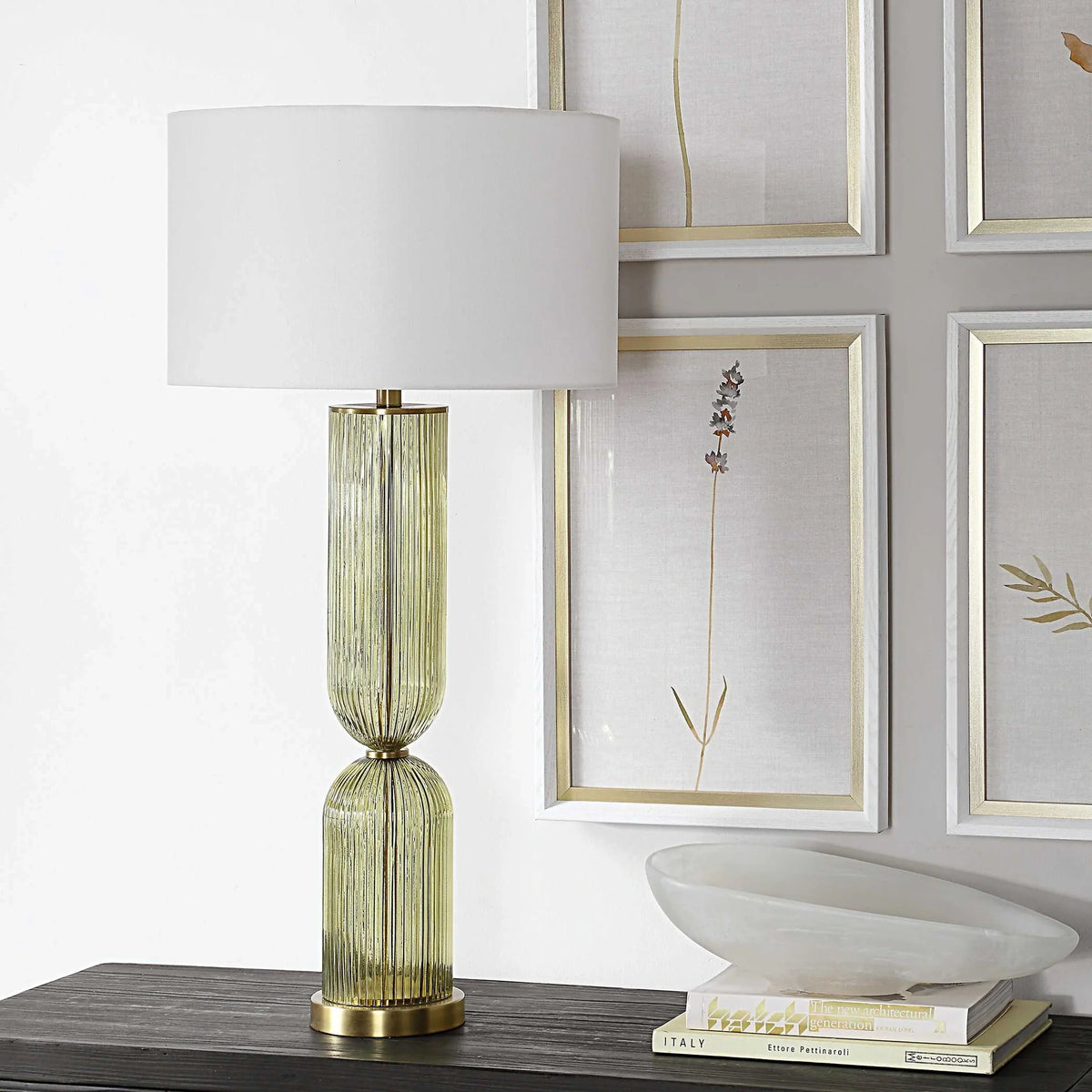 Olive Glass Table Lamp