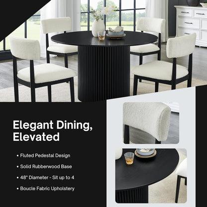 Henriet 48" Black Round Pedestal Dining Table