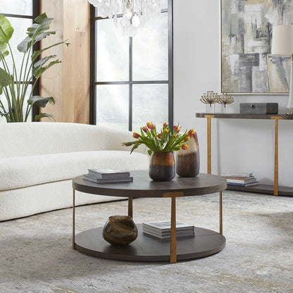 Coffee Oak Round Coffee Table