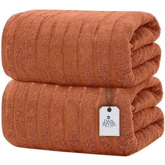 Dan River Unisex 2-Pack Jumbo Organic Cotton Bath Sheets - 35×70 in Thick, Fast-Drying, Spa-Quality Towels