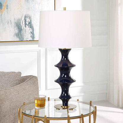 Sculpted Blue Table Lamp