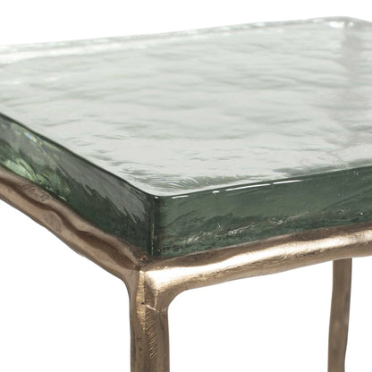Antiqued Gold Hammered Accent Table