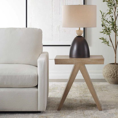 Modern Wood Veneer Accent Table