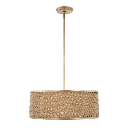 4 Light Rattan Drum Pendant