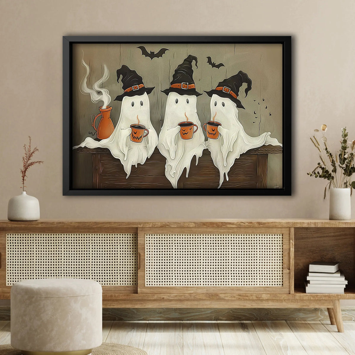 Famcocraft Vintage Three Witchy Ghosts Halloween Canvas Print