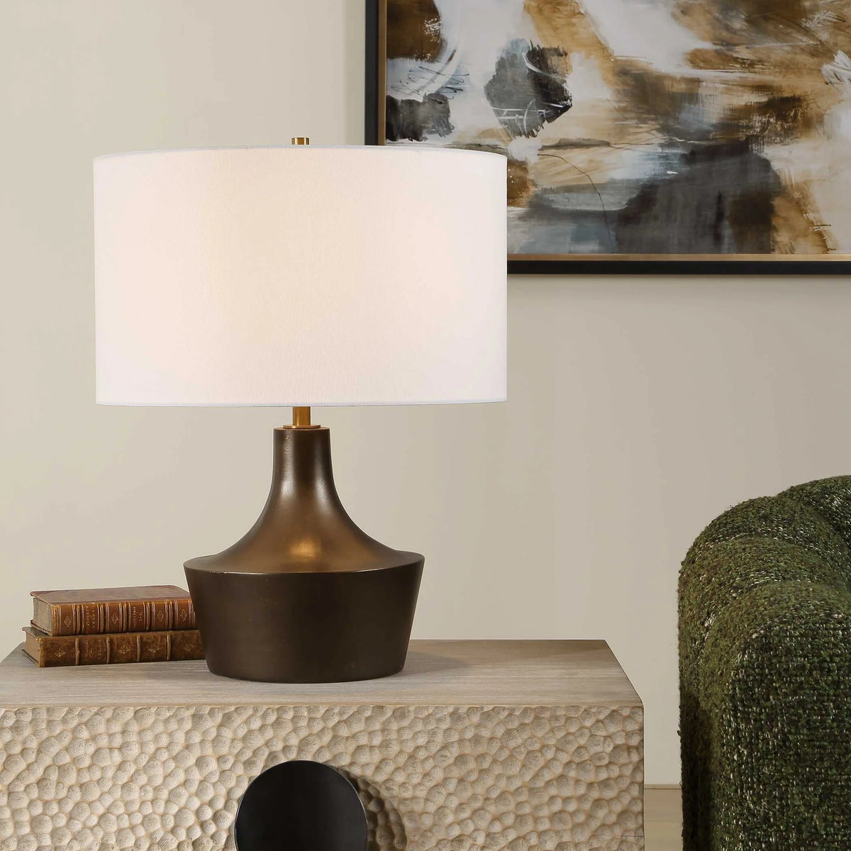 Curved Bronze Table Lamp