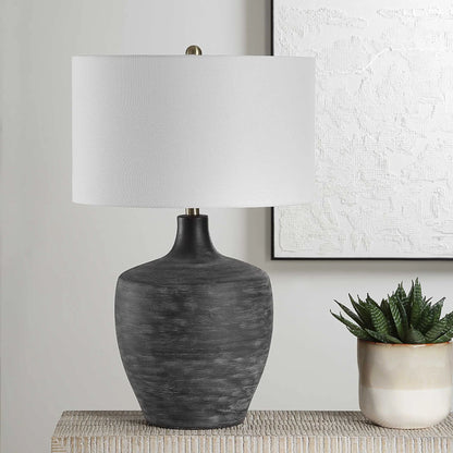 Charcoal Ribbed Table Lamp