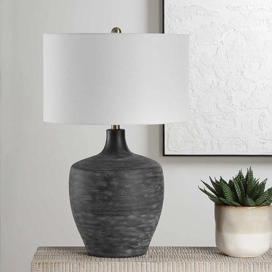 Charcoal Ribbed Table Lamp