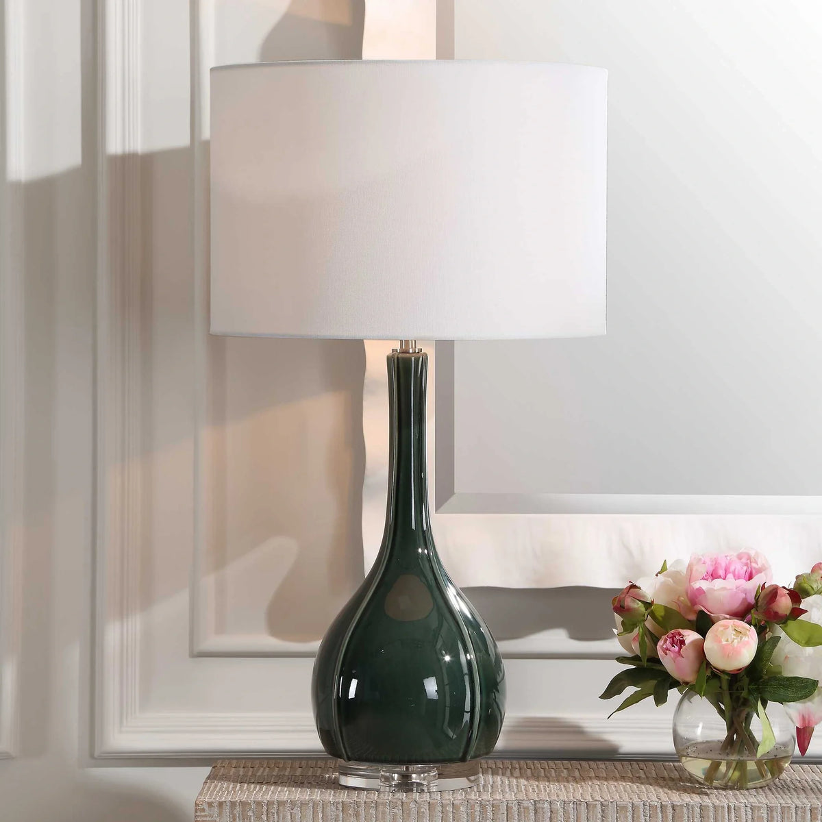 Green Glass Table Lamp