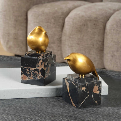 Brass Bird Figurines, Set of 2