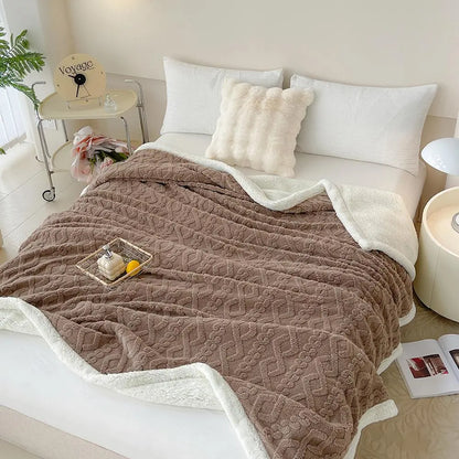Carlmaya Fluffy Sherpa Blanket, Ultra Soft Fuzzy Throw Blanket for Couch and Bed, Warm Thick Fleece Blanket