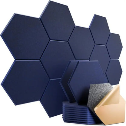 Hexagon Acoustic Panels - 12 Self-Adhesive Soundproof Tiles for Superior Soundproofing and Style