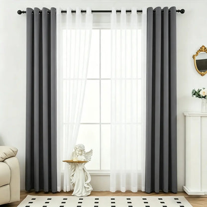 4 Panels Blackout Curtain Set – 2 Blackout Curtains + 2 Semi Sheer Curtains for Style and Light Control in Any Room